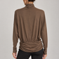 Maglia Pinko marrone a collo alto con drappeggio - retro