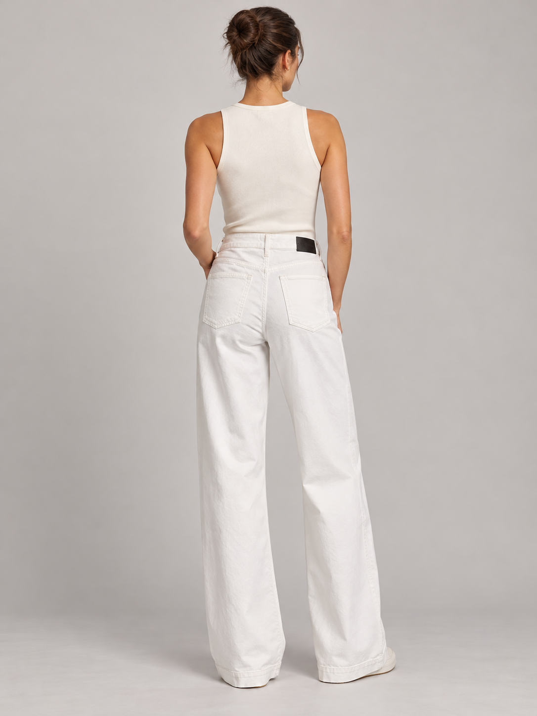 Pantalone Pinko bianco a gamba larga - retro