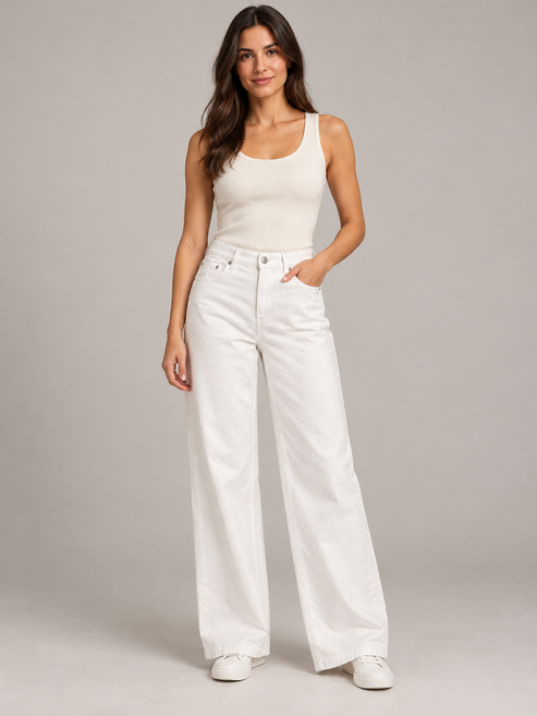 Pantalone Pinko bianco a gamba larga - fronte