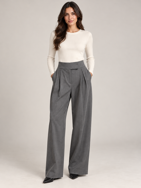 Pantalone Pinko grigio con pinces - fronte