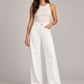 Pantalone Pinko bianco a gamba larga - front