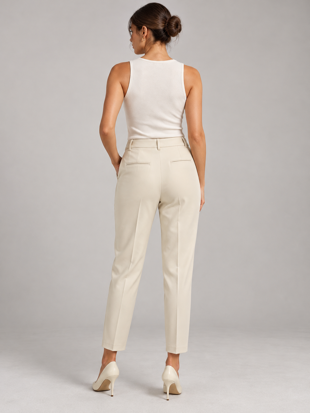 Pantalone Pinko panna con piega - retro