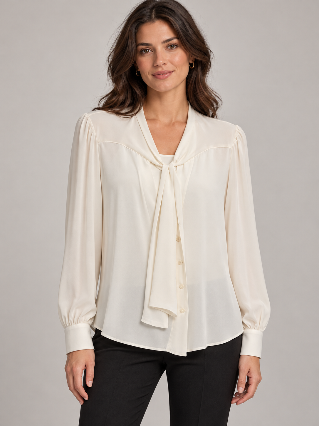 Blusa Pinko avorio con laccio al collo - fronte
