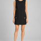 Abito Pinko nero smanicato con dettagli gioiello - front