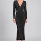Abito Pinko nero con strass e arricciature — fronte