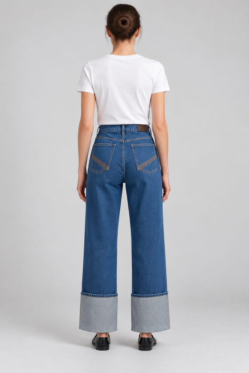 Jeans Pinko Reimagine Patrick McDowell con maxi risvolto — retro