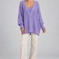 Maglione Pinko lilla con scollo a V — fronte