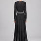 Abito lungo Pinko nero e argento a righe — retro