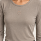 T-shirt Pinko donna grigia in viscosa - dettaglio su modella virtuale