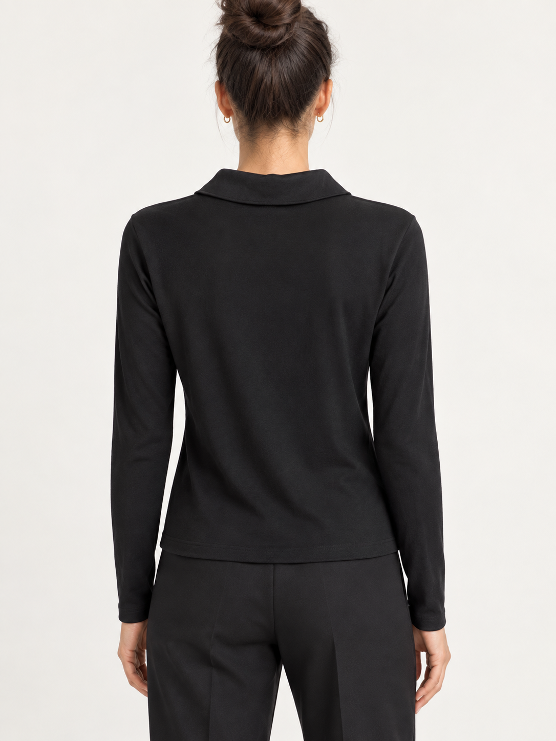 Polo Pinko donna nera a maniche lunghe - retro su modella virtuale