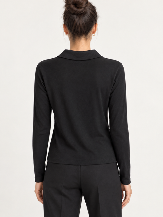Polo Pinko donna nera a maniche lunghe - retro su modella virtuale