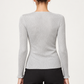 Maglia Pinko donna argento con scollo a V - retro su modella virtuale