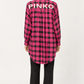 Camicia Pinko donna a quadri rosa e neri - retro su modella virtuale