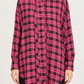 Camicia Pinko donna a quadri rosa e neri - fronte su modella virtuale