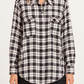 Camicia Pinko donna a quadri bianchi e neri - fronte su modella virtuale