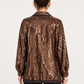 Camicia Pinko donna con paillettes bronzo - retro su modella virtuale