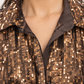 Camicia Pinko donna con paillettes bronzo - dettaglio su modella virtuale