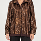 Camicia Pinko donna con paillettes bronzo - fronte su modella virtuale