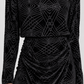 Abito Pinko nero geometrico – dettaglio su modella