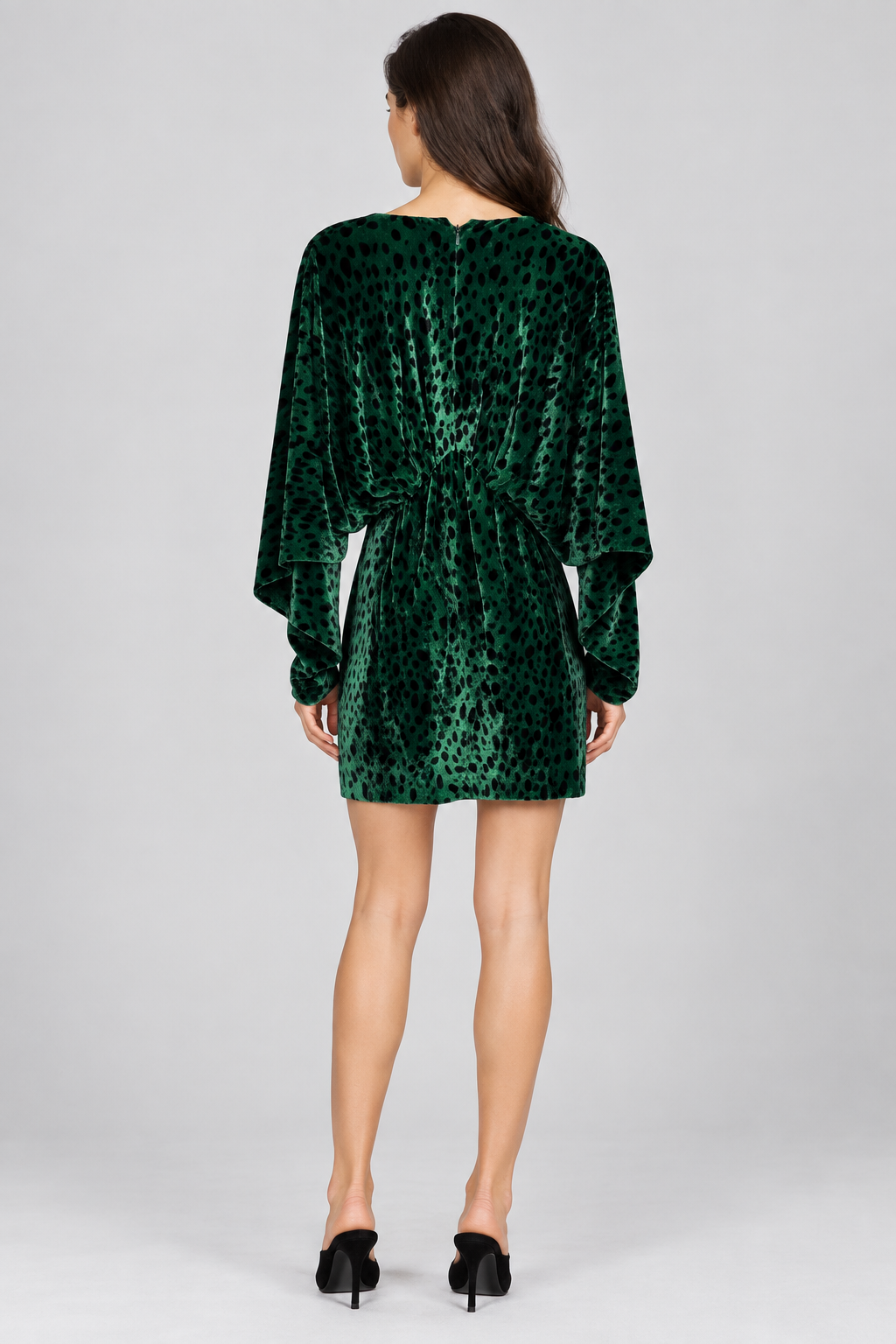 Abito Pinko verde maculato – retro su modella
