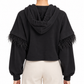 Pinko Felpa crop nera con cappuccio e inserti effetto piume – retro su modella virtuale