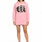 Pinko Abito felpa rosa con cappuccio e stampa – fronte su modella virtuale