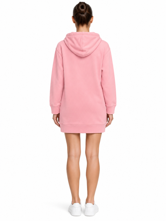 Pinko Abito felpa rosa con cappuccio e stampa – retro su modella virtuale