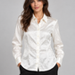 Camicia bianco giglio crinkle – fronte su modella