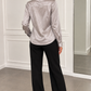 Camicia Pinko grigio argento effetto crinkle - retro su modella