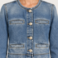 Giacca Pinko denim su modella dettaglio