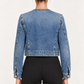 Giacca Pinko denim su modella retro
