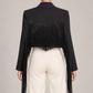 Giacca Pinko nera con frange su modella – retro