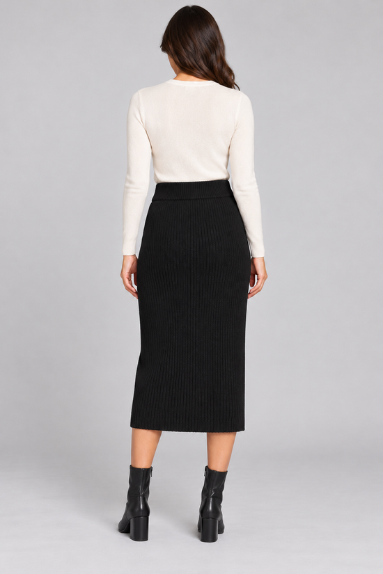 Pinko – Gonna midi nera in maglia – retro