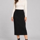Pinko – Gonna midi nera in maglia – fronte