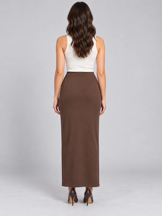 Pinko – Gonna lunga marrone in viscosa – retro