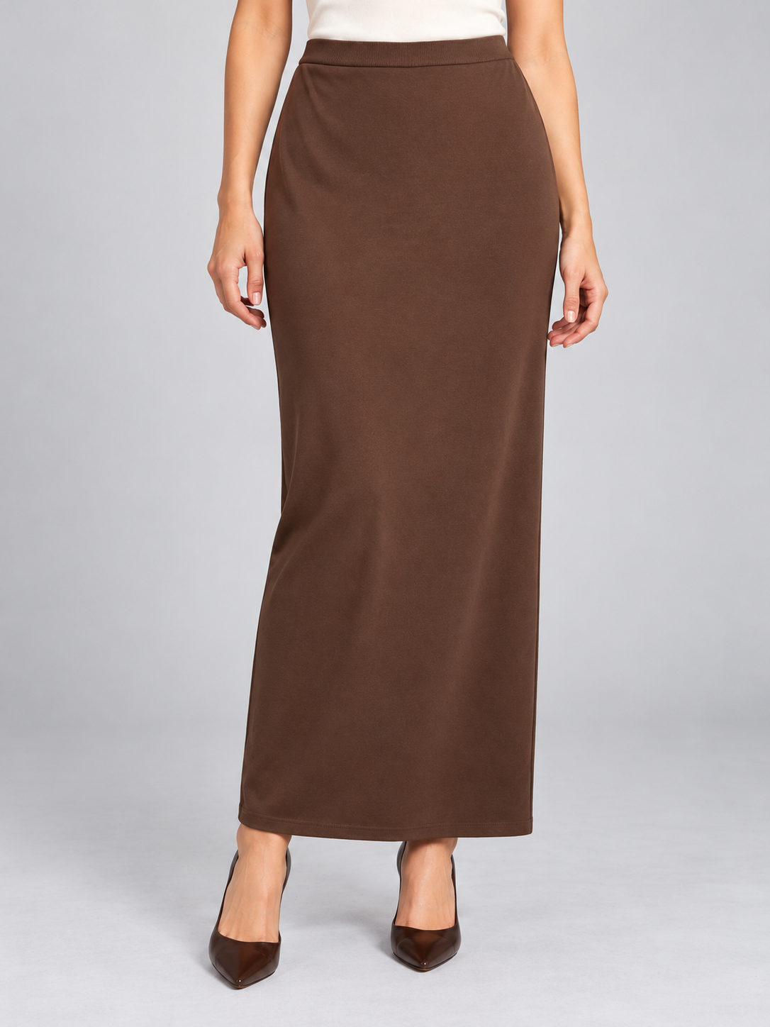 Pinko – Gonna lunga marrone in viscosa – dettaglio