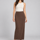 Pinko – Gonna lunga marrone in viscosa – fronte