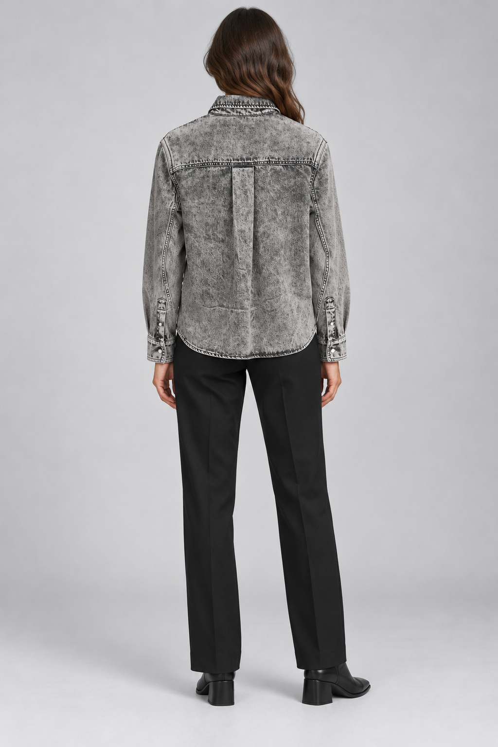 Pinko – Giubbino denim grigio effetto lavato – retro