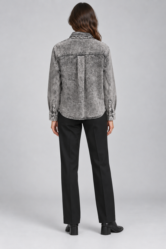 Pinko – Giubbino denim grigio effetto lavato – retro