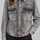Pinko – Giubbino denim grigio effetto lavato – dettaglio