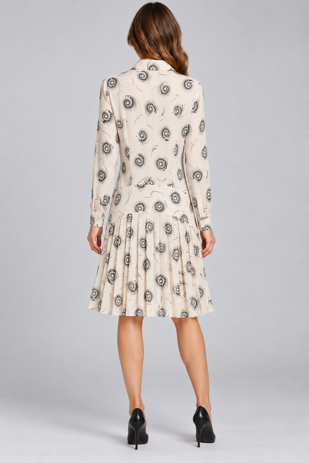 Pinko – Abito chemisier crema a fantasia – retro