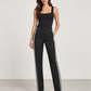 Pantalone Pinko nero con strass laterali - vista frontale su modella