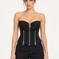 Pinko Corsetto nero con zip argento – fronte su modella virtuale