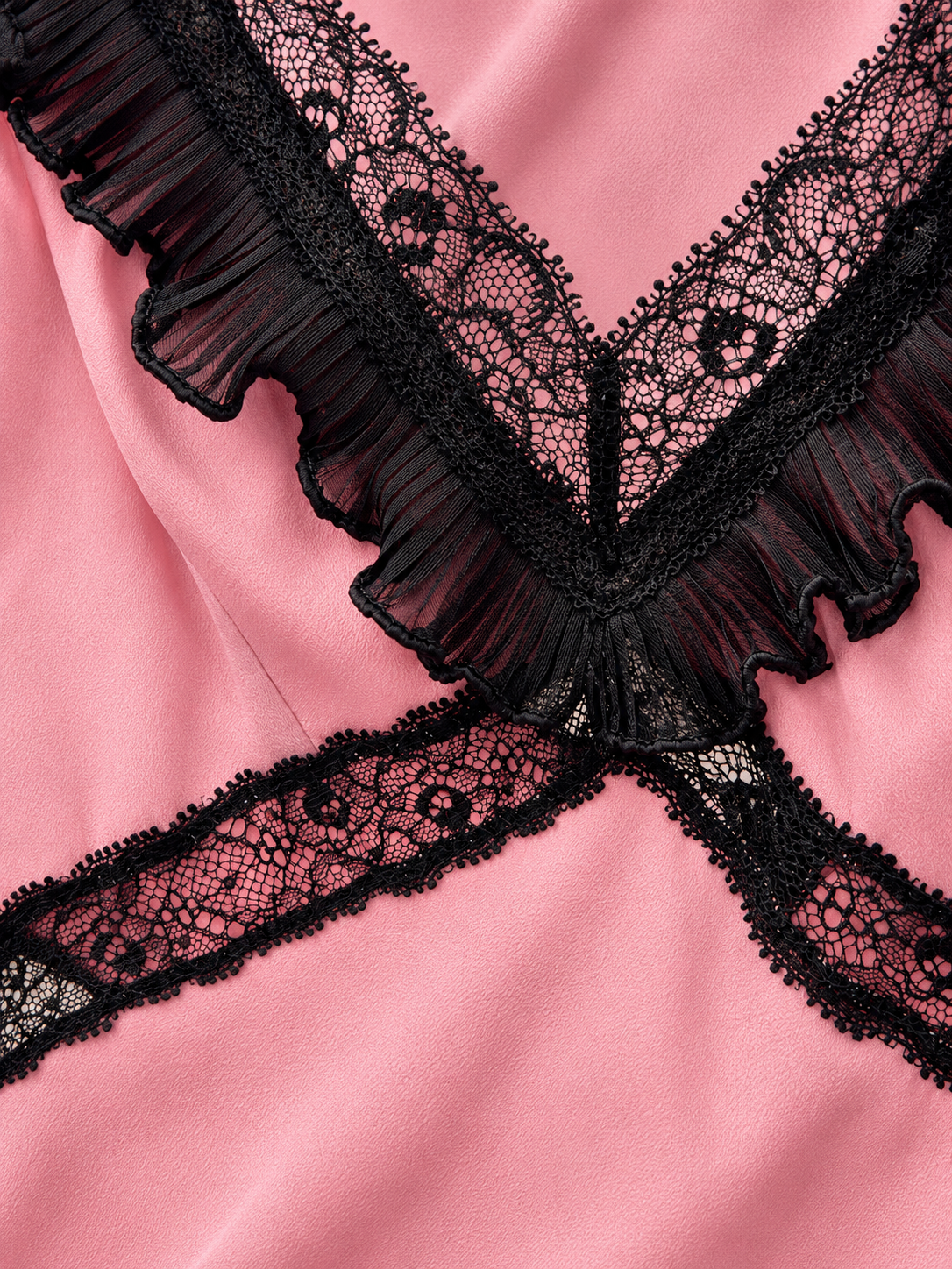 Pinko Top rosa con pizzo nero – dettaglio
