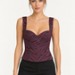 Pinko Corsetto animalier bordeaux e nero – fronte su modella virtuale