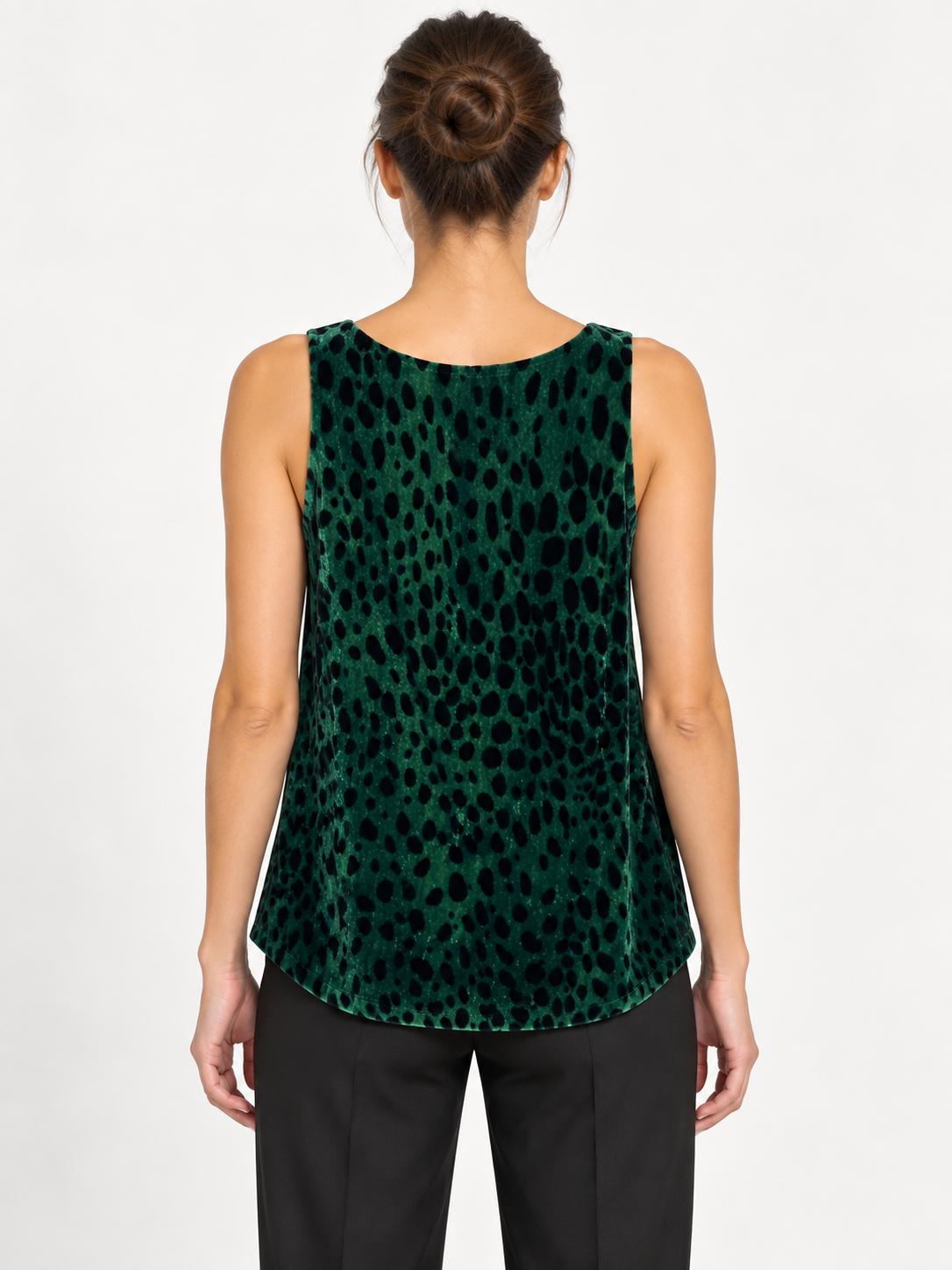Pinko Top animalier verde e nero – retro su modella virtuale