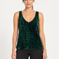 Pinko Top animalier verde e nero – fronte su modella virtuale