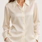 Pinko – Camicia avorio in seta su modella — dettaglio