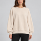 Felpa donna HAVEONE panna fronte su modella, elaborata con IA