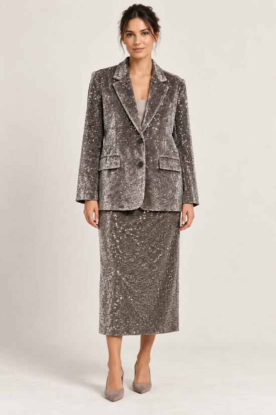 Imperial – Tailleur con gonna e paillettes - fronte